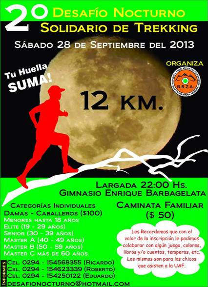 2º Desafío Nocturno Solidario de Trekking - Villa La Angostura 28 sept
