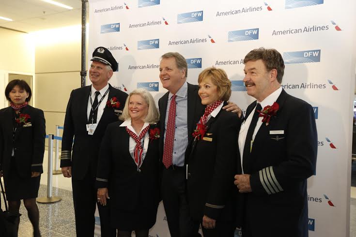 American Airlines Inaugural 787 flight to Chicago and Inaugural 777 flight to Beijing at DFW Airport, Thursday, May 7, 2015. Photo by Brandon Wade