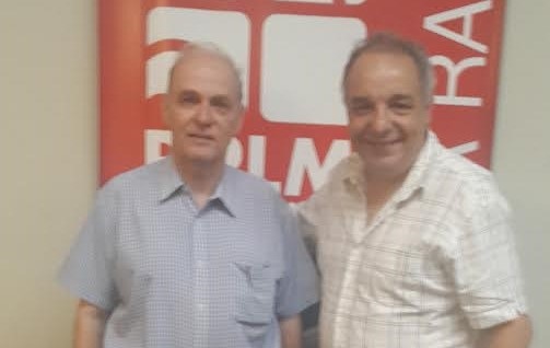 René Sprunger y Francisco Simone en los estudios de FM Palermo