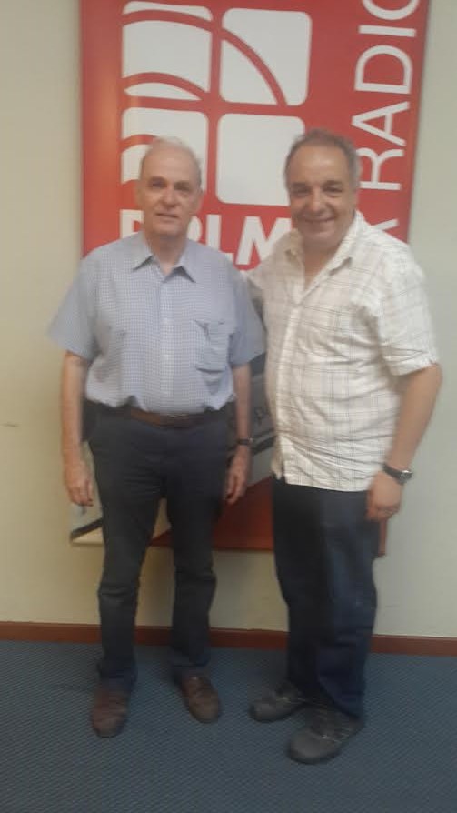 René Sprunger y Francisco Simone en los estudios de FM Palermo